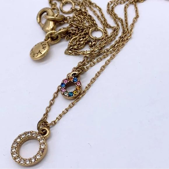 J. Crew Double Strand Dainty Jeweled Circle Necklace - Picture 2 of 3